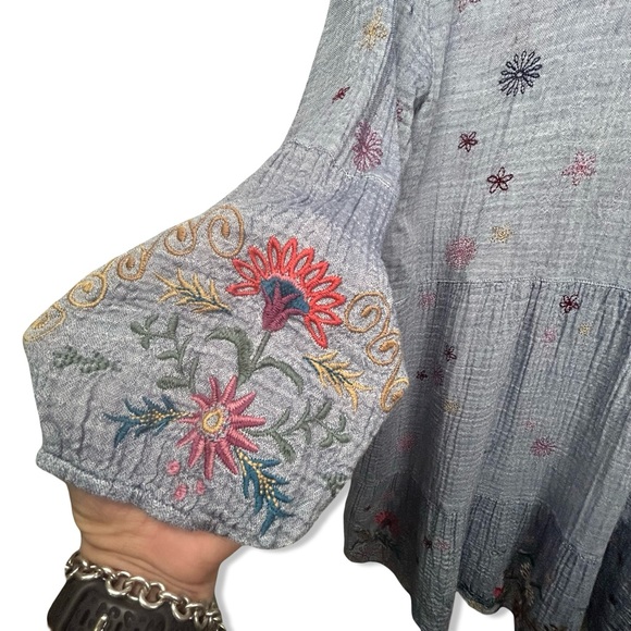 Johnny Was Lucy Embroidered Cotton Tiered Dress - Picture 5 of 8